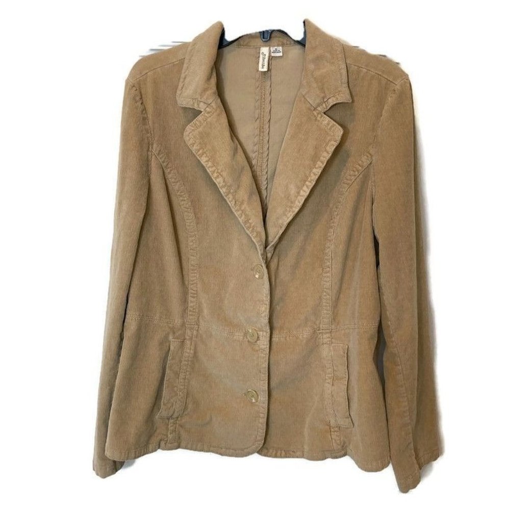 VINTAGE St. John's Bay Size XL Women's Tan Corduroy PLUS Stretch Blazer Jacket